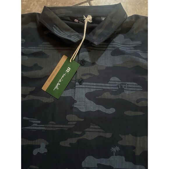 NWT Travis Mathew 3XL Beachside Stealth Camo Polo Shirt Navy - Picture 1 of 7